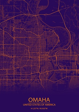 Omaha Nebraska Purple Map