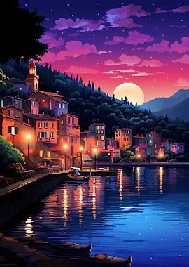 Italy Portofino Pixel Art