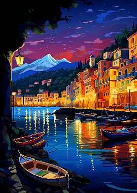 Italy Lake Pixel Art