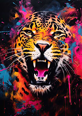 Leopard Graffiti Mural