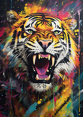Tiger Graffiti Mural