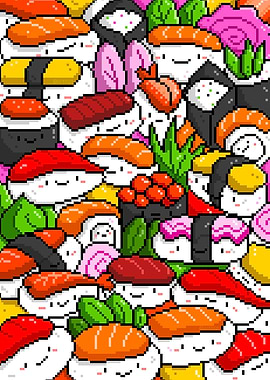 Sushi Kawaii Pixel Art