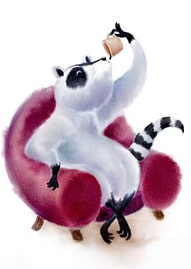 Cute Raccoon Drinking