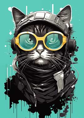 Cat Glasses Distressed