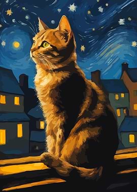 Starry Night Cat