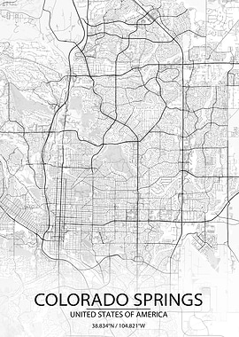 Colorado Springs White Map