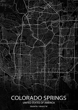 Colorado Springs Black Map