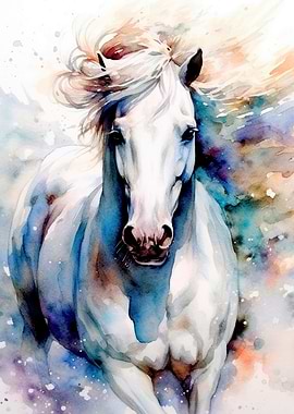 Horse watercolor art