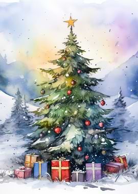 Watercolor Christmas Tree