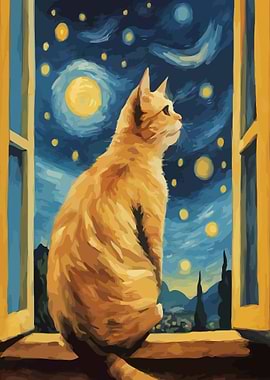 Starry Night Cat