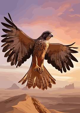 A soaring falcon