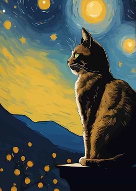 Starry Night Cat