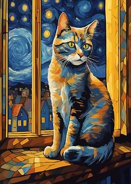 Starry Night Cat