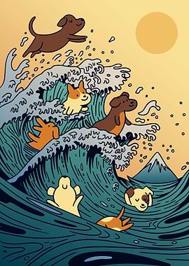 Dogs In Wave