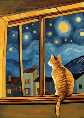 Starry Night Cat