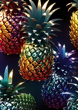 Metallic pineapple rainbow