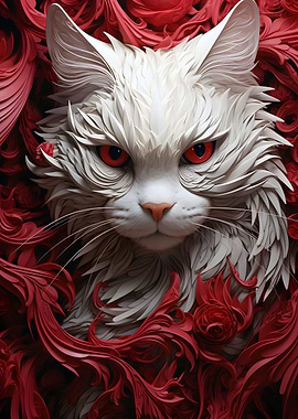 White Cat in flowers