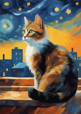 Starry Night Cat