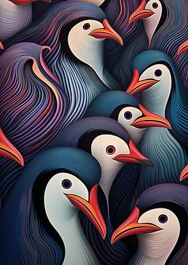 Intense Penguins Gaze