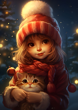 kitten and little girl