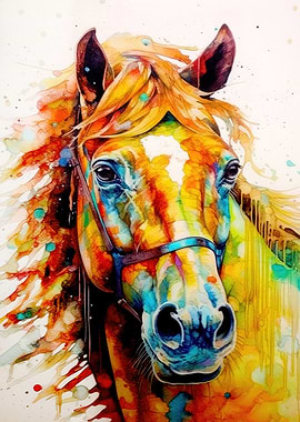 Watercolor horse art