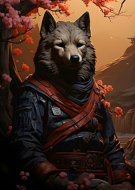 Samurai Dog Painting