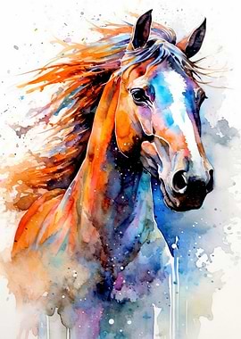 Watercolor horse art