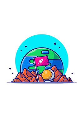 Standing Flag on Planet