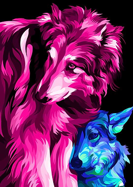 neon color wolf