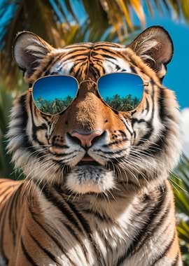 cool tiger with glasses