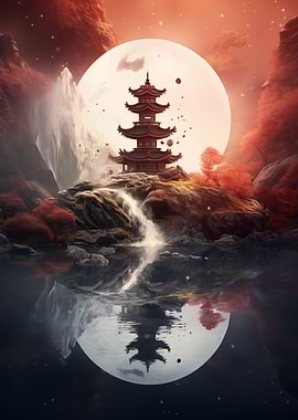 Fantasy Temple At Night