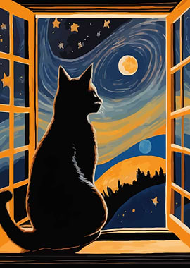 Starry Night Cat