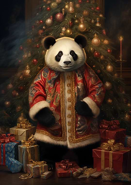 Funny Santa Panda Claus