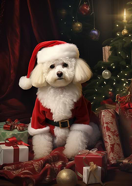 Santa Bichon Frise Xmas