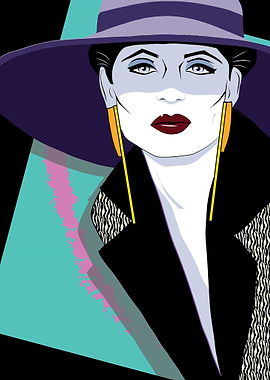 Woman with Hat 80s style