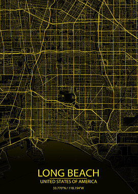 Long Beach BlackYellow Map