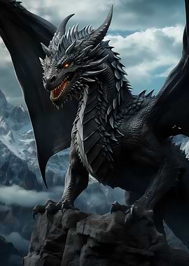 A Majestic Black Dragon