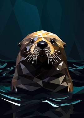Geometric Style Sea Otter