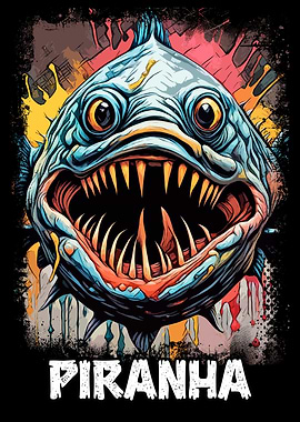 Piranha Monster Fish Art