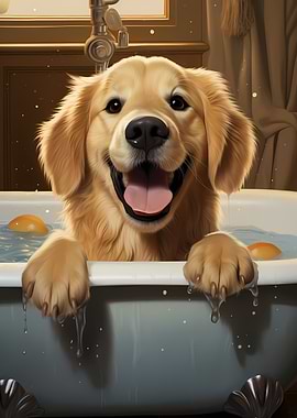 Golden Retriever Bathtub