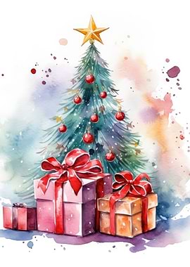Watercolor Christmas Tree