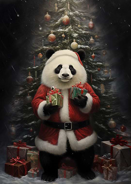 Funny Santa Panda Claus