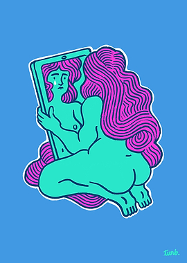 Woman looking in a mirror