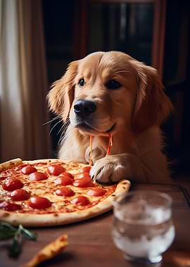 Golden Retriever Pizza Dog