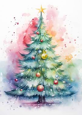 Watercolor Christmas Tree