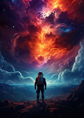 Astronaut In Nebula Storm