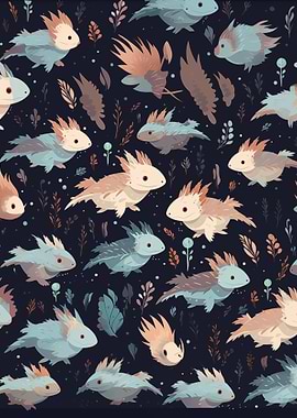 Cute fat axolotl pattern