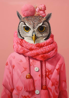 Pink Xmas Fashion Owl