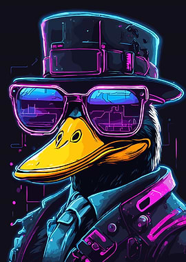 Cool Neon Duck Cyberpunk