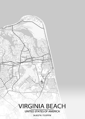 Virginia Beach White Map